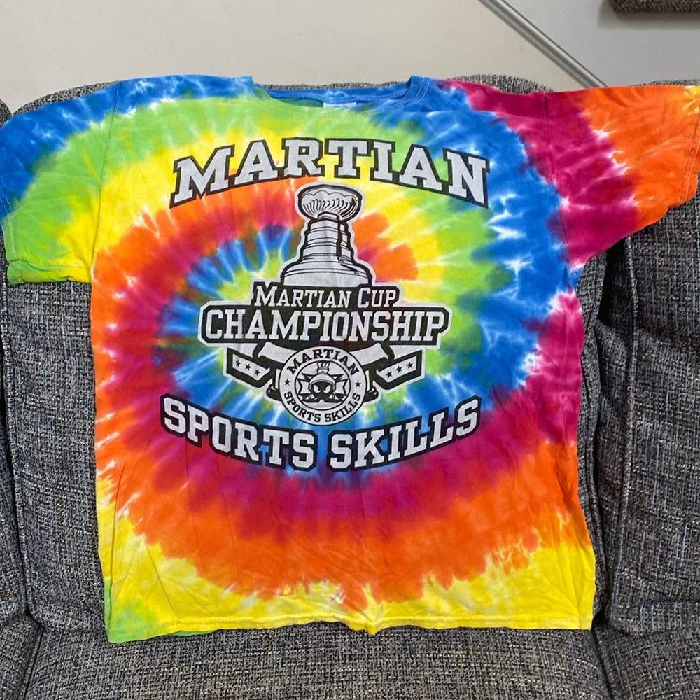 Tie Dye Martian Cup Championship Sports Skills T-Shirt, Size Youth L